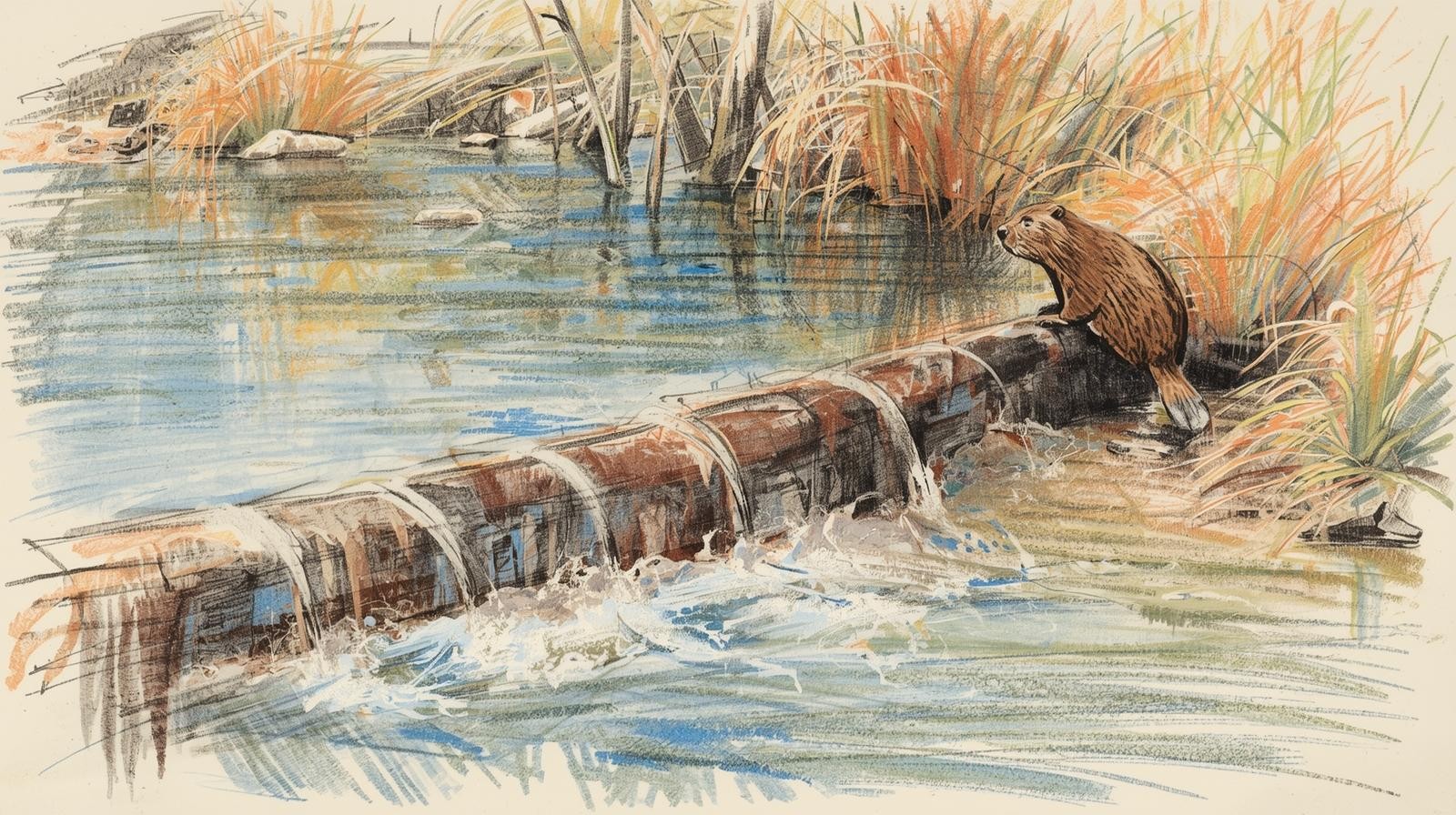 river with a beaver